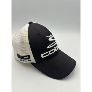 Cobra Bio Cell Golf Hat Mens Black White Mesh Flexfit Stretch Fit Cap Logo